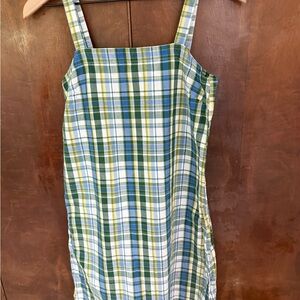 Vintage Abercrombie & Fitch Plaid Sleeveless Dress in Green and Blue